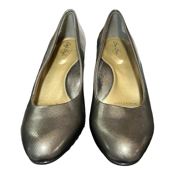 Soft Style Metallic Textured Chunky Block Heel Pumps Size 8.5M - Picture 1 of 10